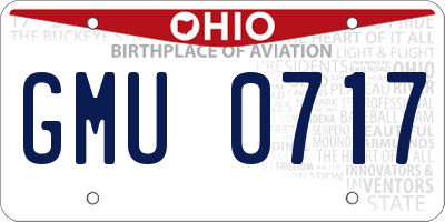 OH license plate GMU0717