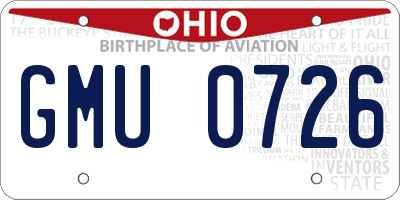 OH license plate GMU0726