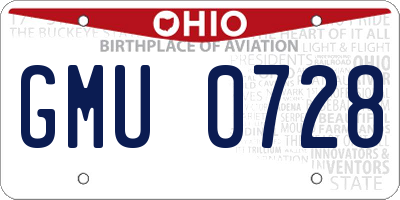 OH license plate GMU0728