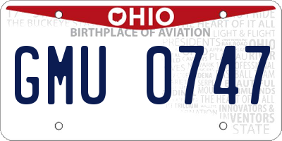 OH license plate GMU0747