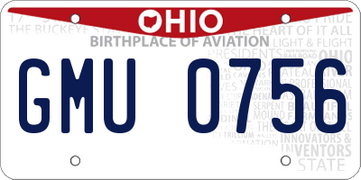 OH license plate GMU0756