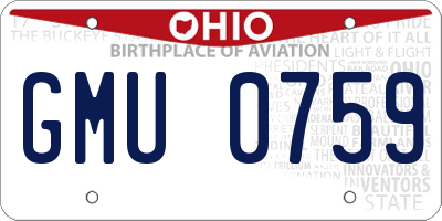 OH license plate GMU0759