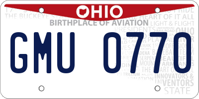 OH license plate GMU0770