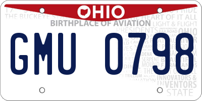 OH license plate GMU0798