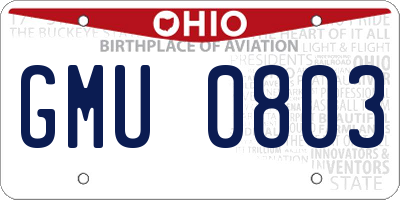 OH license plate GMU0803