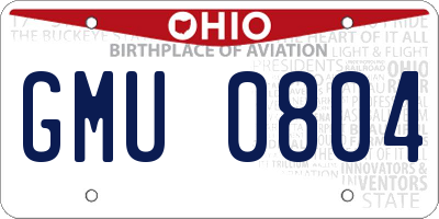 OH license plate GMU0804