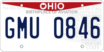OH license plate GMU0846