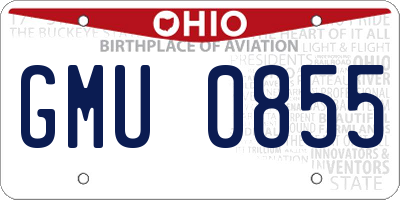 OH license plate GMU0855