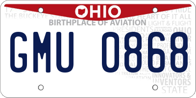OH license plate GMU0868