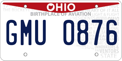 OH license plate GMU0876