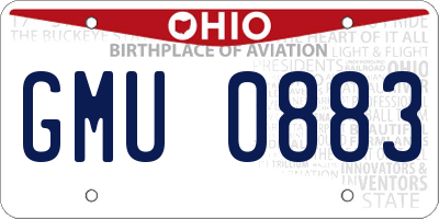 OH license plate GMU0883