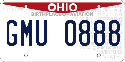 OH license plate GMU0888