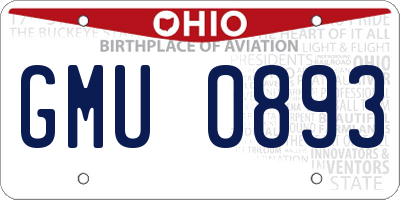 OH license plate GMU0893