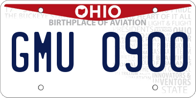 OH license plate GMU0900