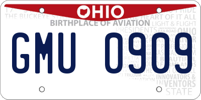 OH license plate GMU0909