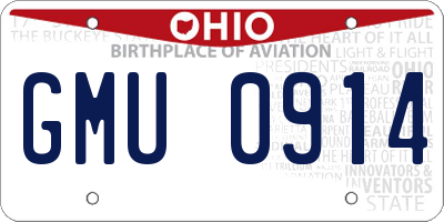 OH license plate GMU0914