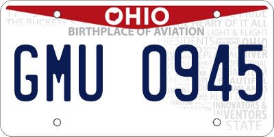 OH license plate GMU0945