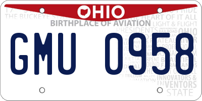 OH license plate GMU0958