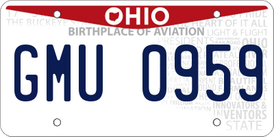 OH license plate GMU0959