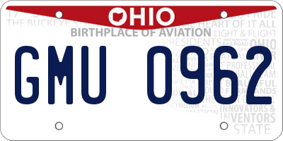 OH license plate GMU0962