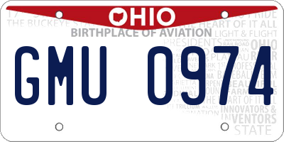 OH license plate GMU0974