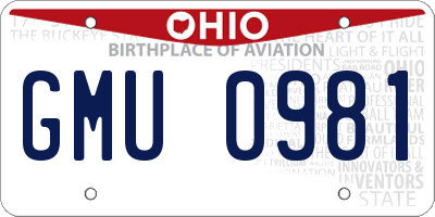 OH license plate GMU0981