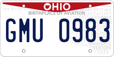 OH license plate GMU0983