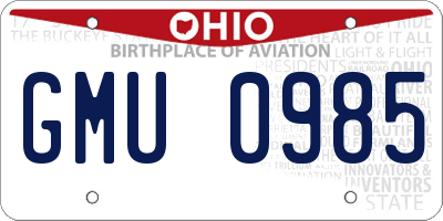 OH license plate GMU0985