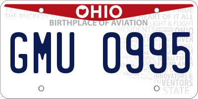 OH license plate GMU0995