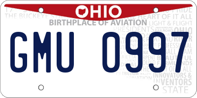 OH license plate GMU0997