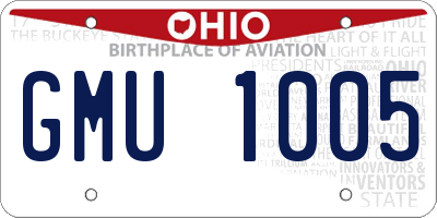OH license plate GMU1005