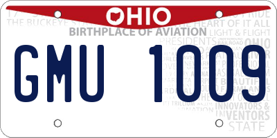 OH license plate GMU1009