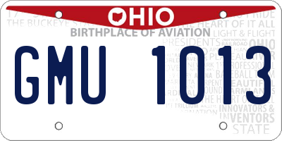 OH license plate GMU1013