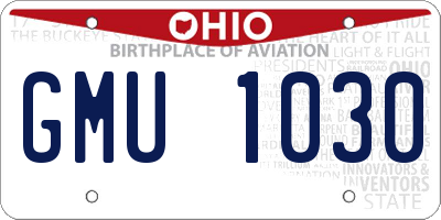 OH license plate GMU1030