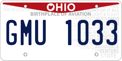OH license plate GMU1033