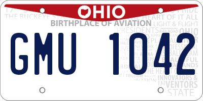 OH license plate GMU1042