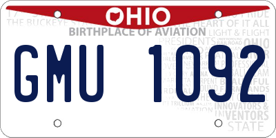 OH license plate GMU1092