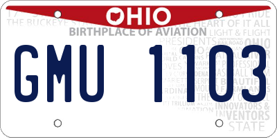 OH license plate GMU1103