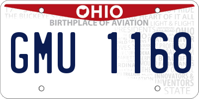 OH license plate GMU1168