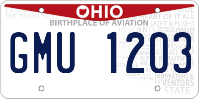 OH license plate GMU1203
