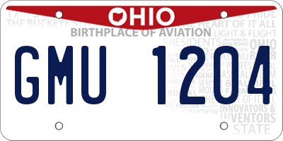 OH license plate GMU1204