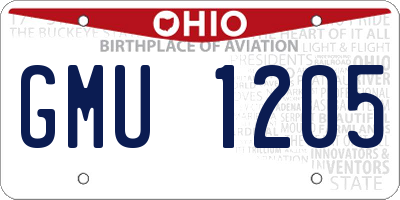 OH license plate GMU1205