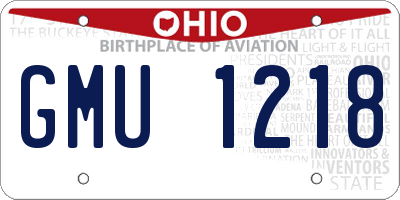 OH license plate GMU1218