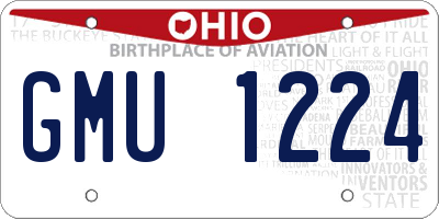 OH license plate GMU1224