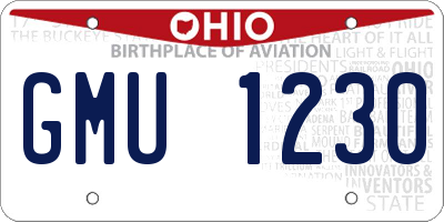 OH license plate GMU1230