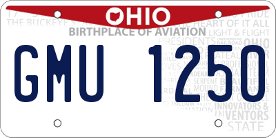 OH license plate GMU1250