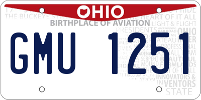 OH license plate GMU1251