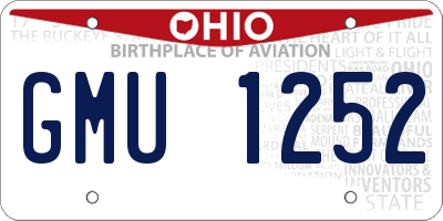 OH license plate GMU1252