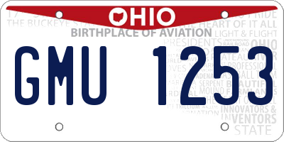 OH license plate GMU1253