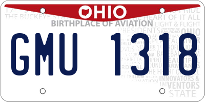 OH license plate GMU1318